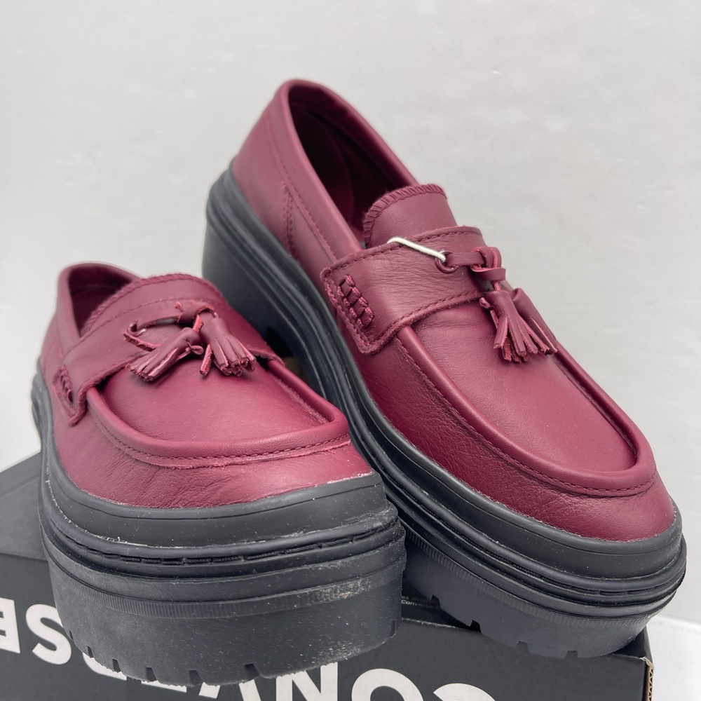 Converse Women's Burgundy Platform Loafers - Picture 7 of 16